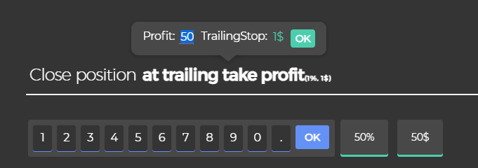 setting a trailing take profit on capitalise.ai